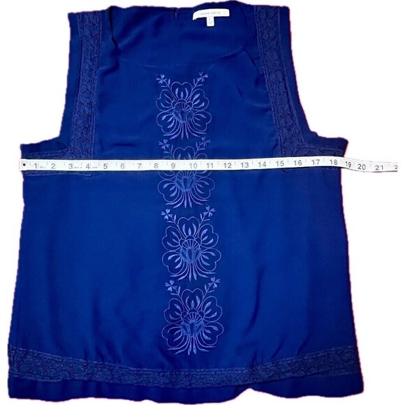 Naked Zebra Royal Blue Top W/ Embroidery & Lace Details, Key Hole Closure, Large - Picture 10 of 13